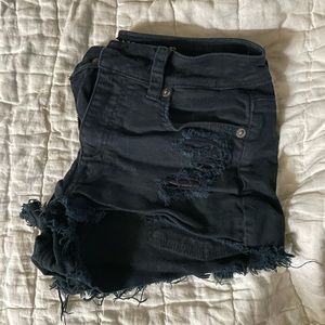American Eagle black distressed shorts